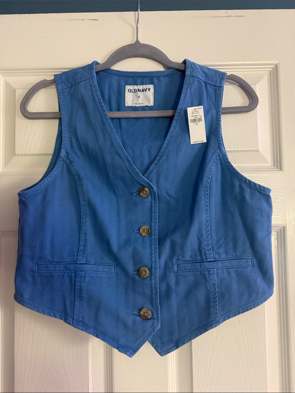 Old Navy Bright Blue Cotton Button Vest